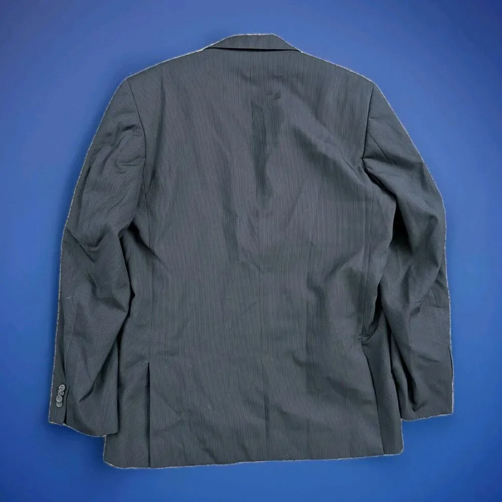 Kenneth Cole Reaction Blazer Jacket Mens 42L‎ Deep Navy Pin Striped